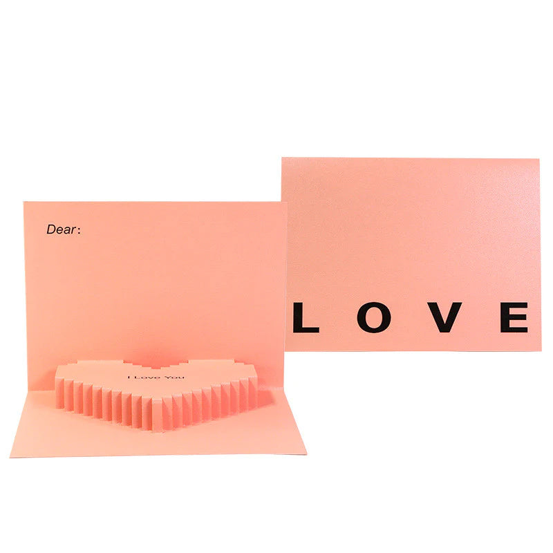 3D Pop-Up Love Heart š Greeting Card - Minimalist Peach Pink "I Love You" Folded Card