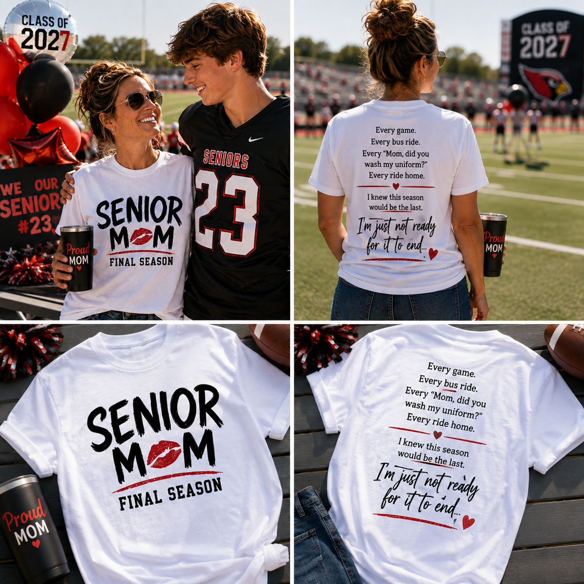 Senior Mom Final Season Football Graduation Gift T-Shirt / Sweatshirt / Hoodie