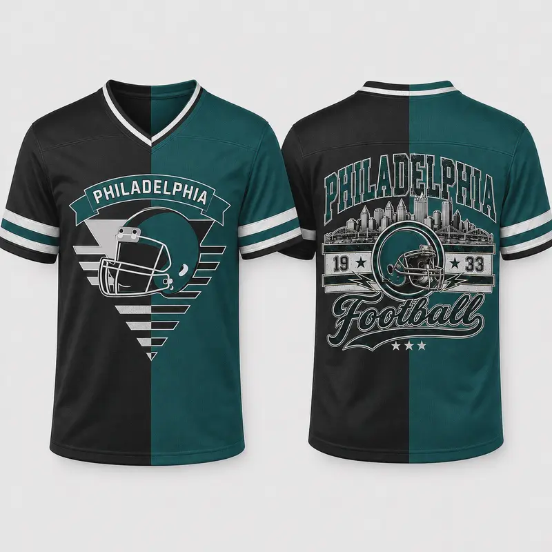 Retro City Football Game Day Two Tone V Neck Soccer Jersey