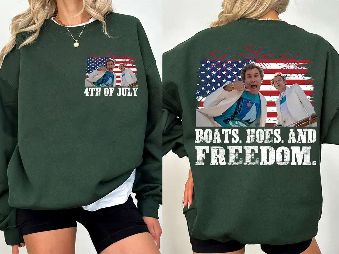 On The Fourth Of July Boats Hoes And Freedom Parody T-Shirt / Sweatshirt / Hoodie
