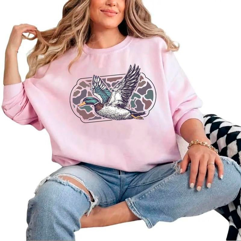 Camo Flying Mallard Bird Old School Camo Vintage T-Shirt / Sweatshirt / Hoodie
