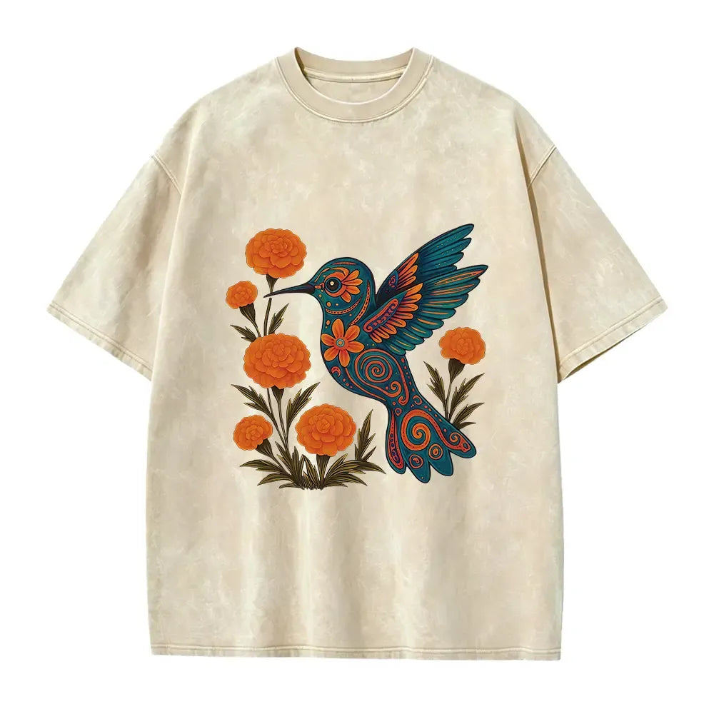 Alebrije Hummingbird Mexican Folk Art Marigold Cultural Graphic T-Shirt / Sweatshirt / Hoodie