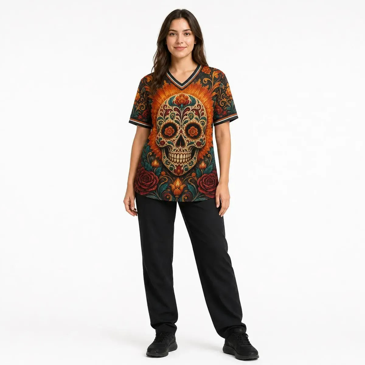 Ember Marigold Altar All Over Print V Neck Jersey