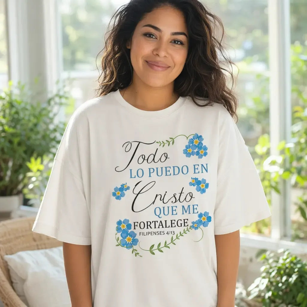 Todo Lo Puedo En Cristo Spanish Christian Floral Bible Verse T-Shirt / Sweatshirt / Hoodie