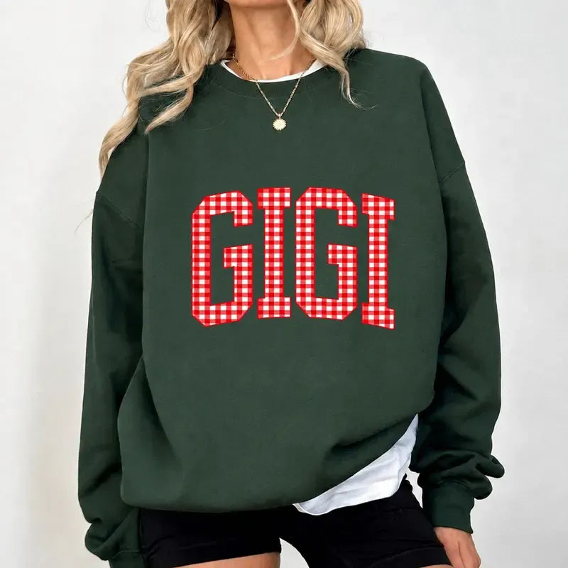 Customize MAMA Gingham Christmas T-Shirt / Sweatshirt / Hoodie