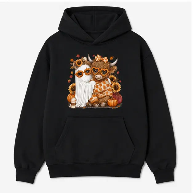 Fall Highland Cow Ghosts Pumpkin Halloween T-Shirt / Sweatshirt / Hoodie