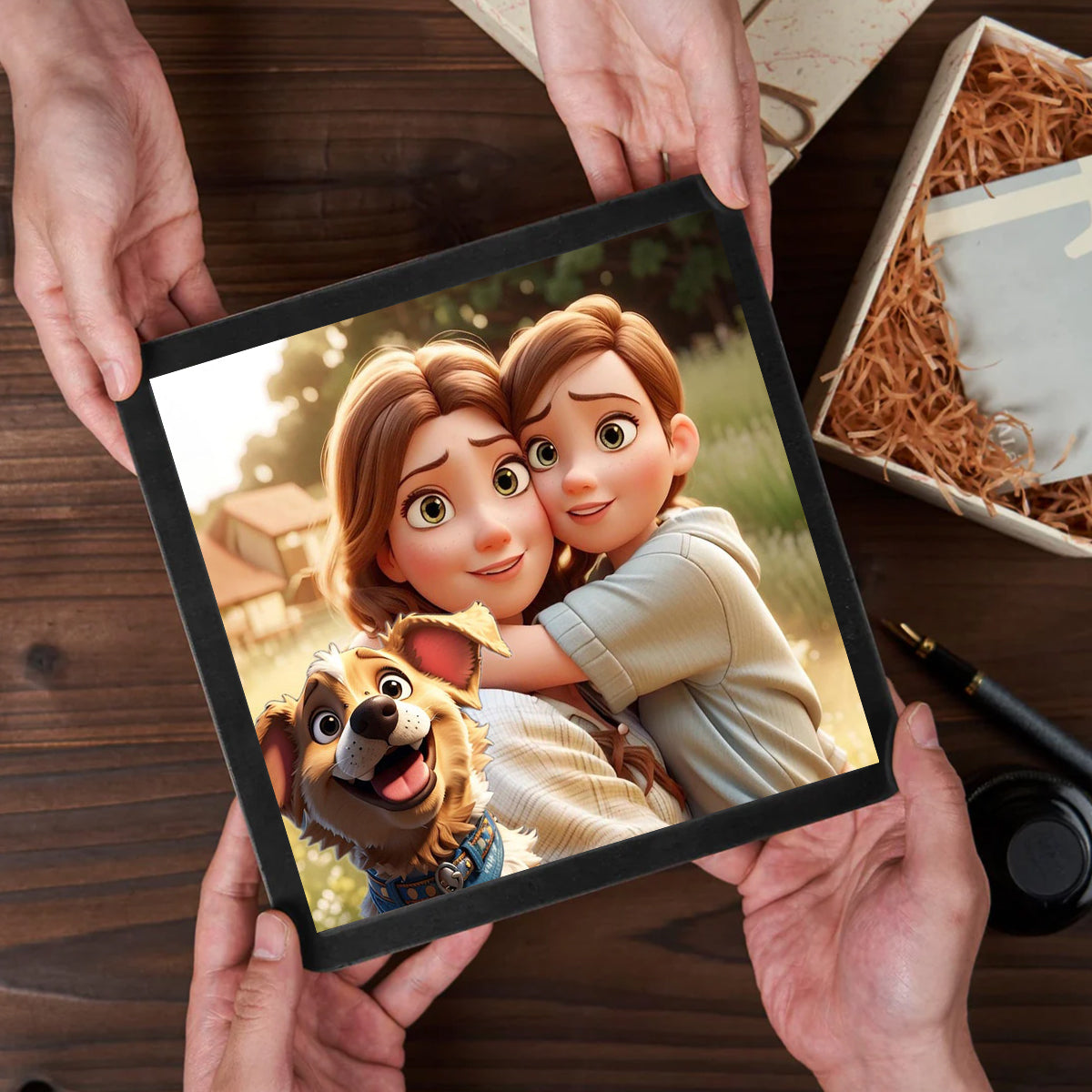 Personalized Photo Cartoon Portrait Square Frame -Turn Your Memories Into A Cartoon World