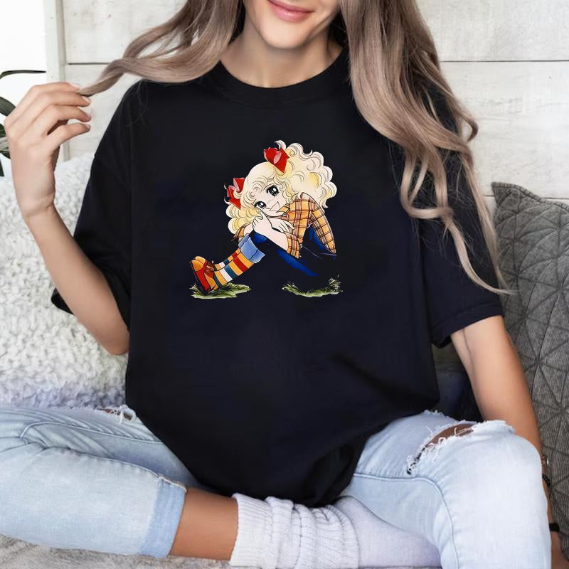 Cute Cartoon Character Print Black with Blonde Graphic T-Shirt / Sweatshirt / Hoodie