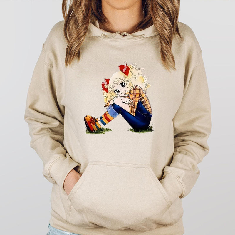 Cute Cartoon Character Print Black with Blonde Graphic T-Shirt / Sweatshirt / Hoodie