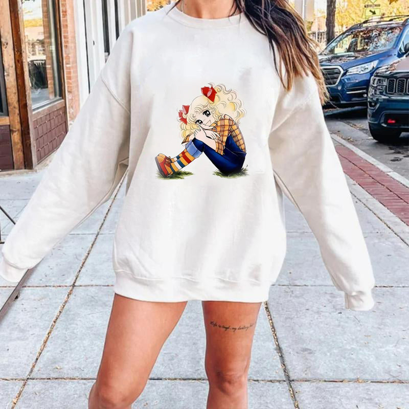 Cute Cartoon Character Print Black with Blonde Graphic T-Shirt / Sweatshirt / Hoodie