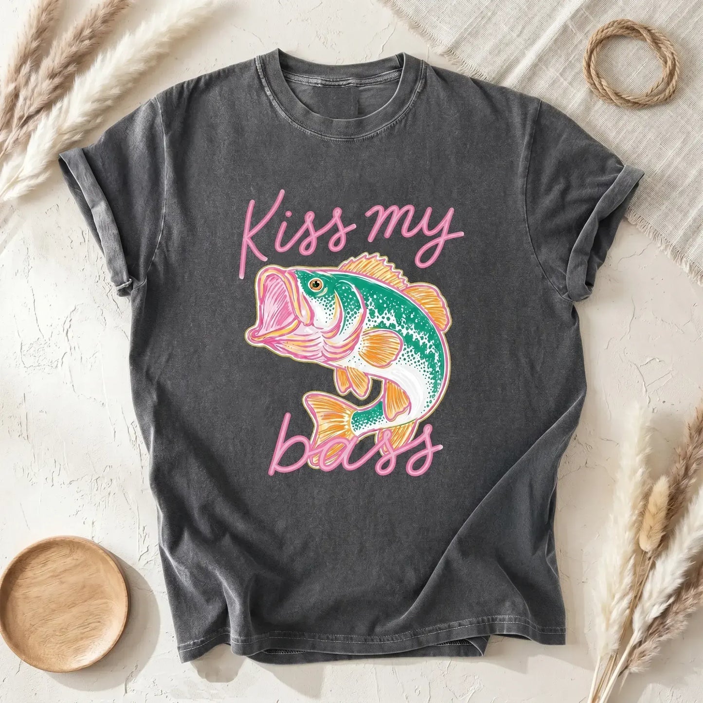 Kiss My Bass Fish Beach Lover Gift Coastal Cowgirl Fishing Trendy Summer T-Shirt / Sweatshirt / Hoodie