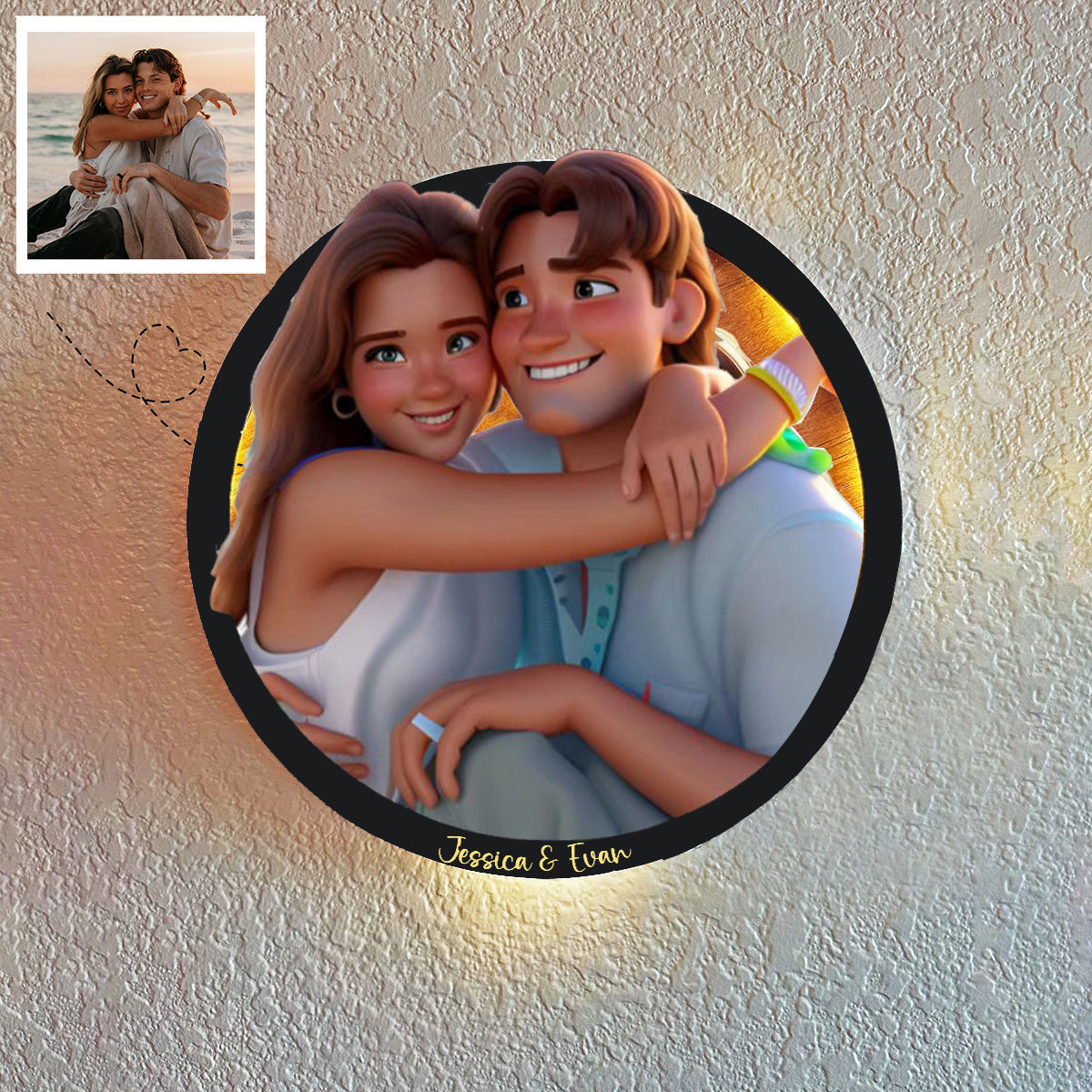 Personalized Photo Cartoon Portrait Frame With LED-Turn Your Memories Into A Cartoon World