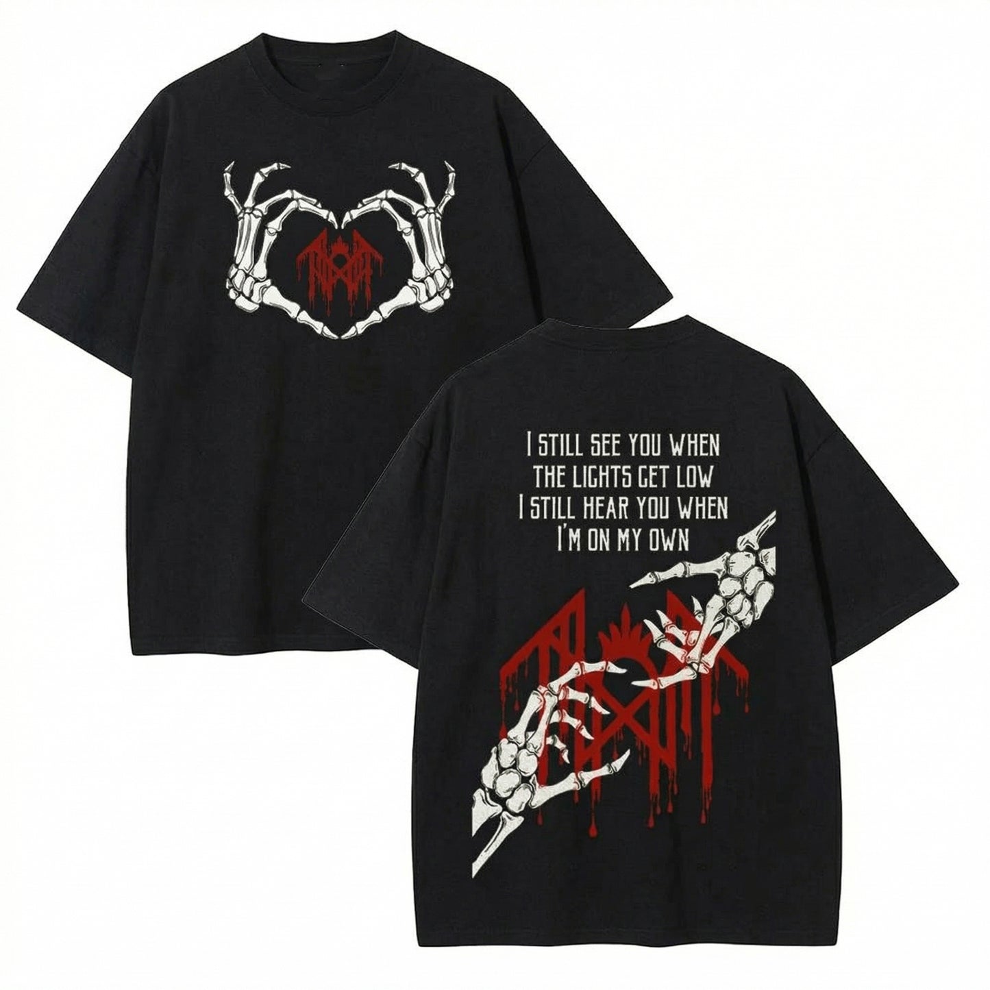 Vintage Skeleton Heart Graphic Rock Style Unisex T-Shirt/Sweatshirt/Hoodie