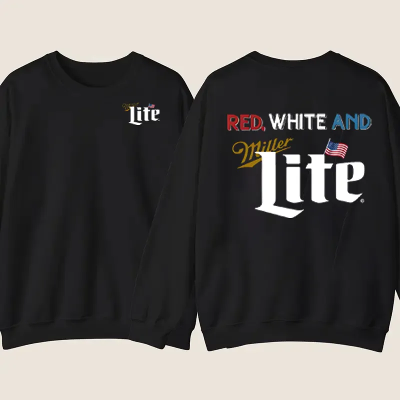 Red White And Miller Lite American Flag T-Shirt / Sweatshirt / Hoodie