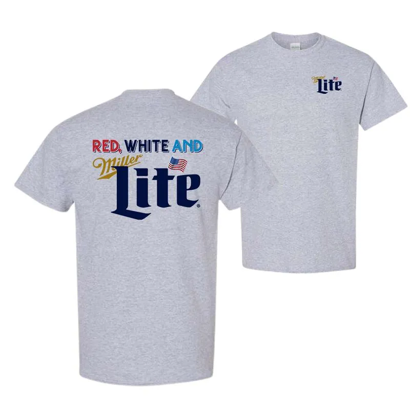 Red White And Miller Lite American Flag T-Shirt / Sweatshirt / Hoodie