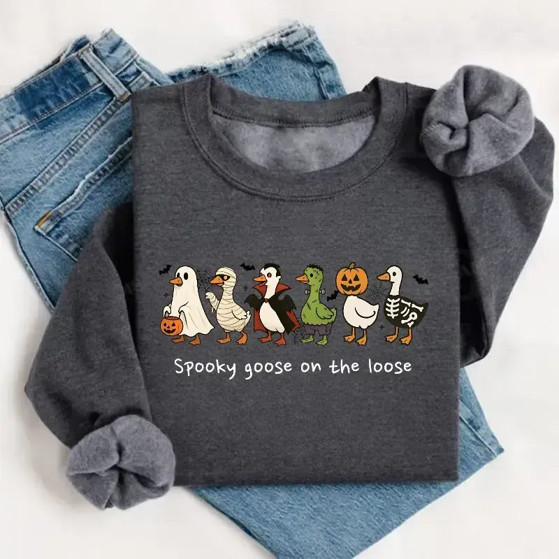Spooky Goose On The Loose Funny Halloween Graphic T-Shirt / Sweatshirt / Hoodie