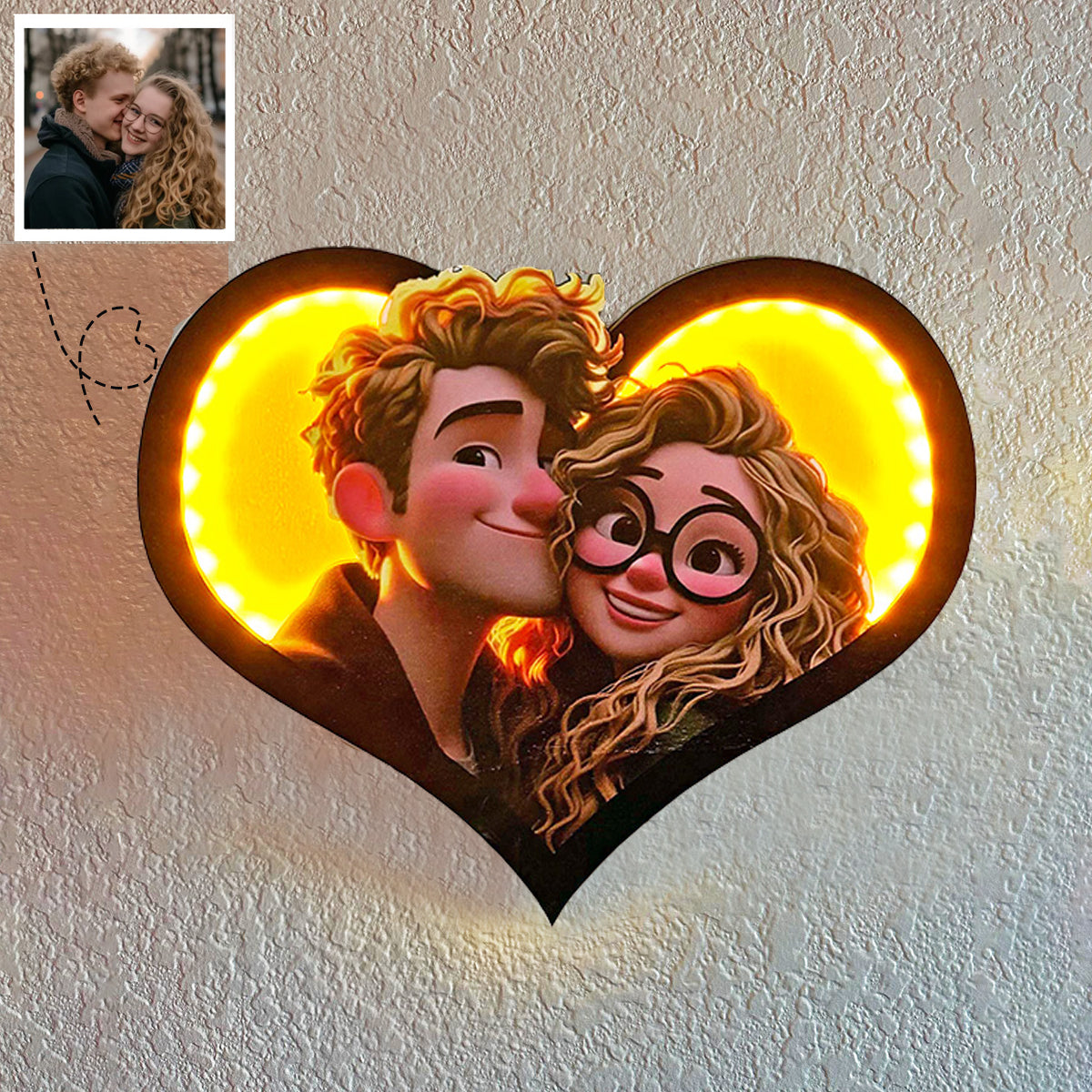 🔥Time-limited Sale 50% OFF🔥Personalized Photo Cartoon Portrait Heart Shaped Frame