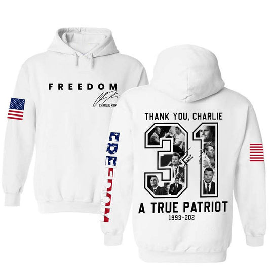 Thank You Charlie Kirk Memorial A True Patriot T-Shirt / Sweatshirt / Hoodie