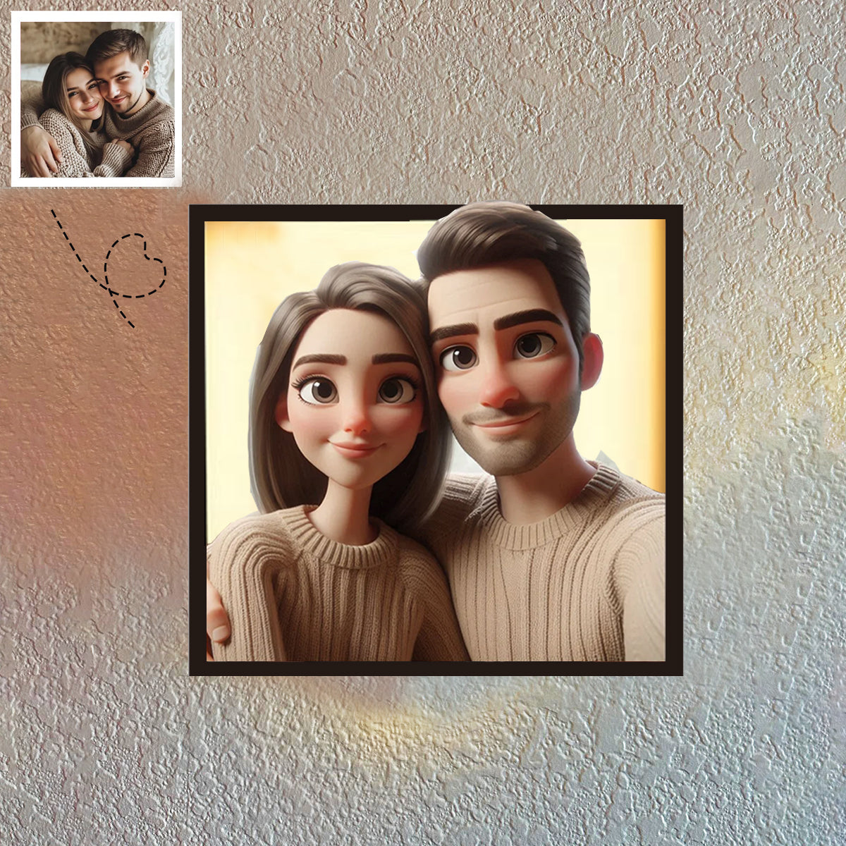 Personalized Photo Cartoon Portrait Frame With LED-Turn Your Memories Into A Cartoon World