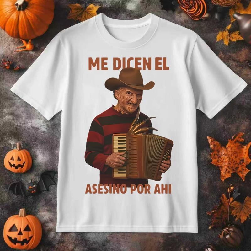 Me Dicen El Asesino Por Ahi Horror Movie Villains Playing Accordion T-Shirt / Sweatshirt / Hoodie