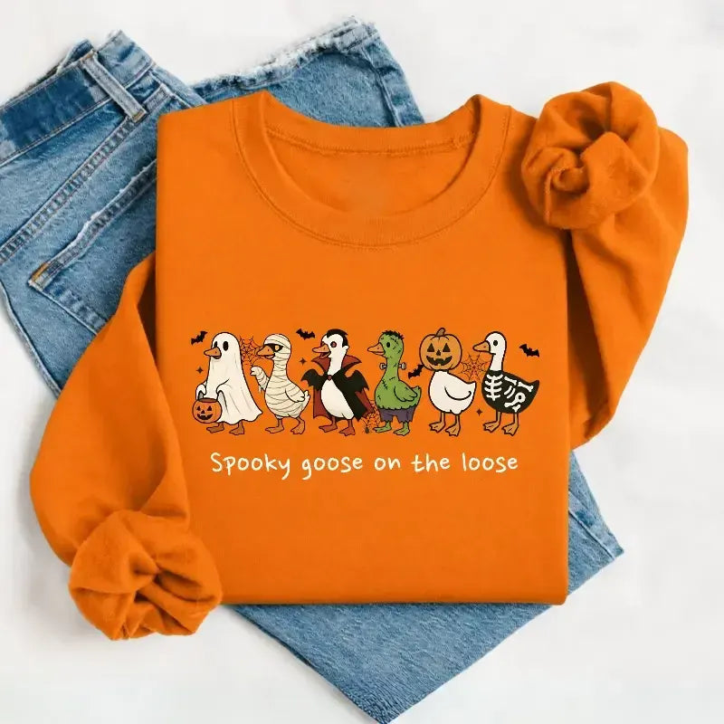 Spooky Goose On The Loose Funny Halloween Graphic T-Shirt / Sweatshirt / Hoodie
