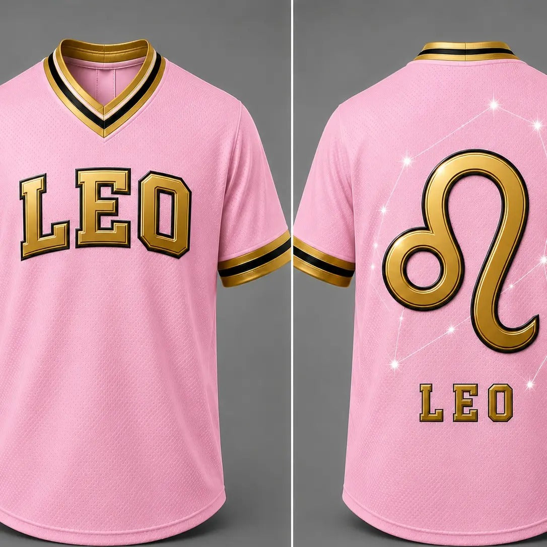 Zodiac Signs Front & Back Pink Gold Astrology Design Breathable Athletic Jersey