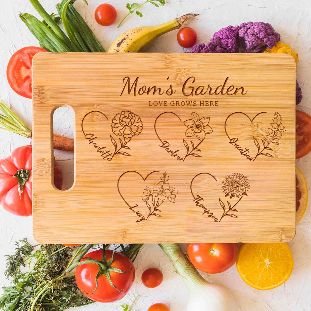 50% OFF✨Customized Mom's Garden Cutting Board Mother's Day Present