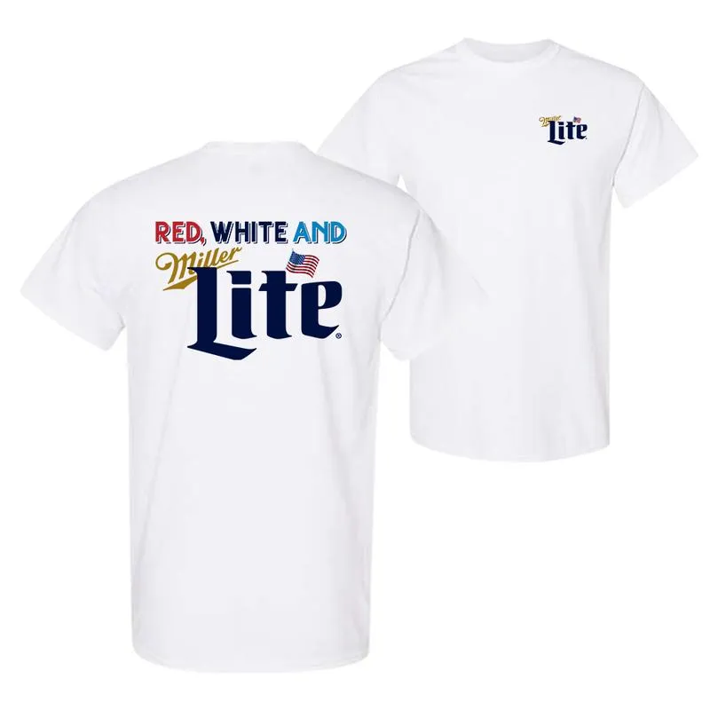 Red White And Miller Lite American Flag T-Shirt / Sweatshirt / Hoodie
