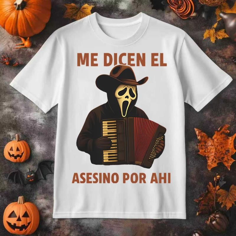 Me Dicen El Asesino Por Ahi Horror Movie Villains Playing Accordion T-Shirt / Sweatshirt / Hoodie