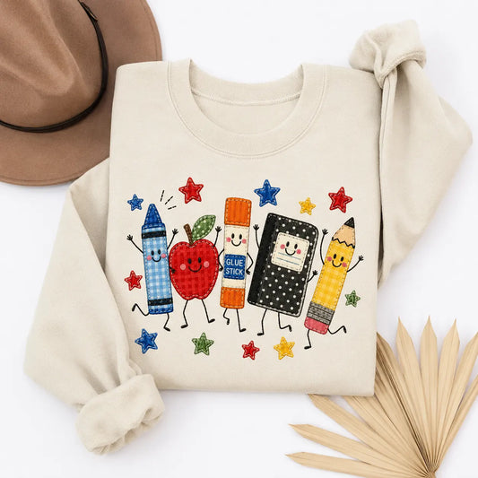 Printed Teacher Life School Supplies Graphic Back to School T-Shirt / Sweatshirt / Hoodie