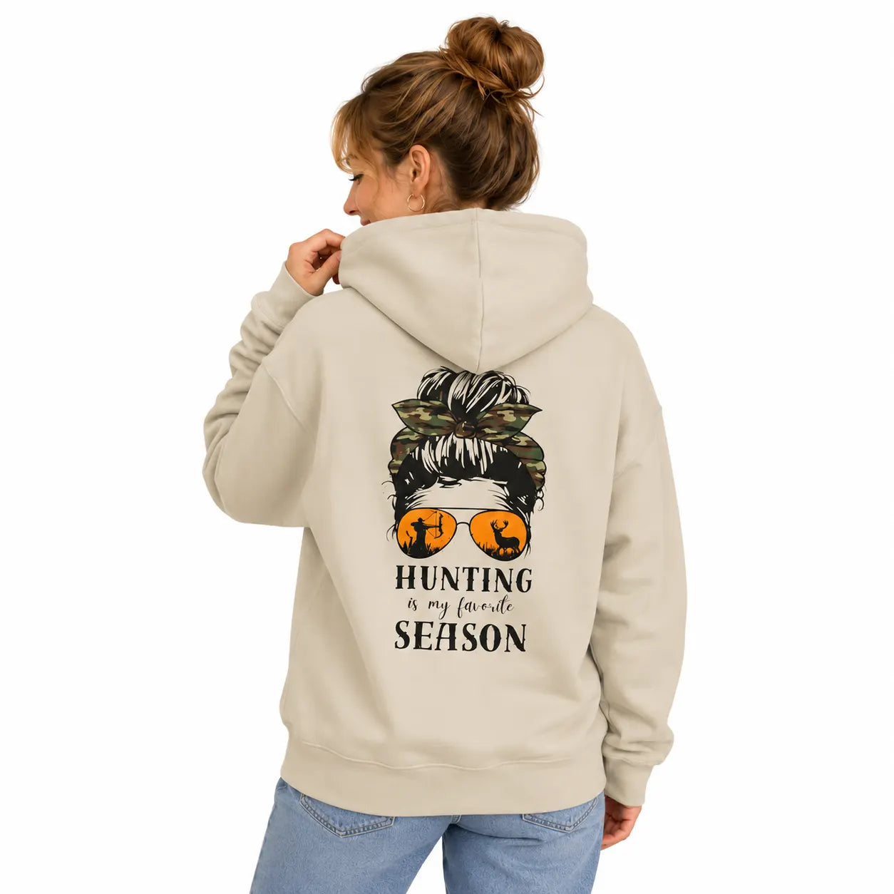 Hunting Season Woman Hunter Camo Outdoor Lifestyle Graphic T-Shirt / Sweatshirt / Hoodie