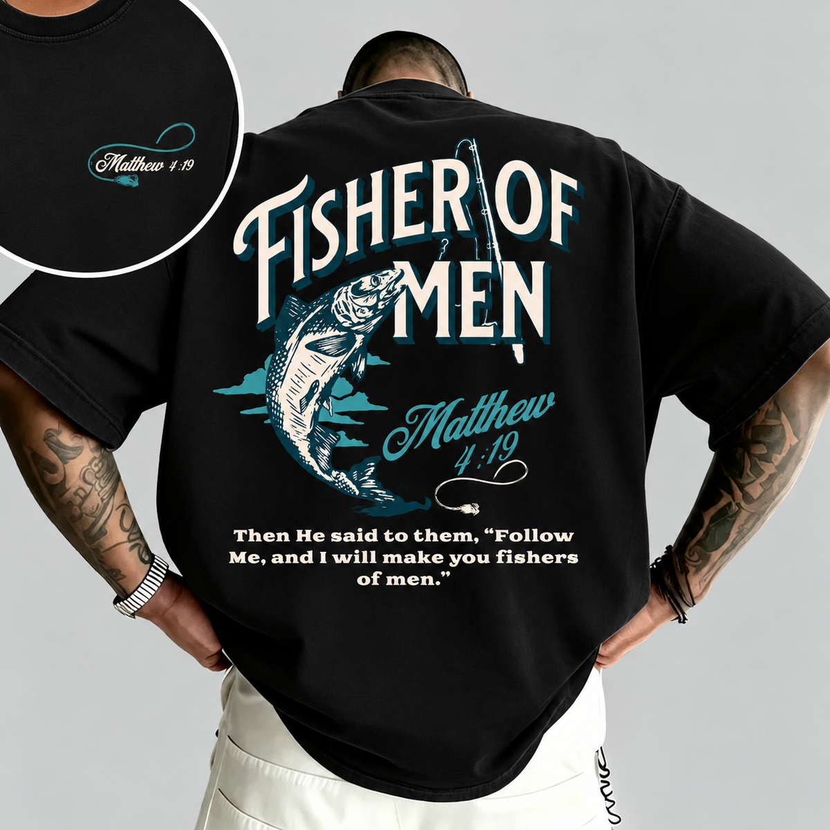 Fisher of Men Matthew 4:19 Vintage Christian Fishing Faith T-Shirt / Sweatshirt / Hoodie
