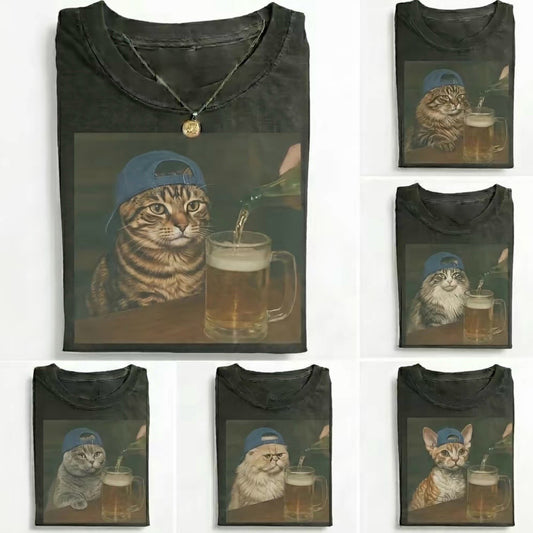 50+ Cat Breeds Available Drinking Beer Funny Edgy Cat Meme T-Shirt / Sweatshirt / Hoodie