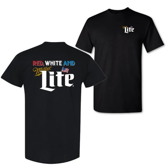 Red White And Miller Lite American Flag T-Shirt / Sweatshirt / Hoodie