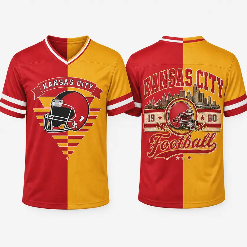 Retro City Football Game Day Two Tone V Neck Soccer Jersey