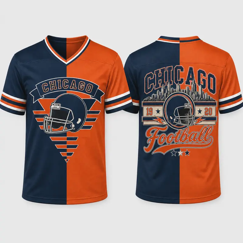 Retro City Football Game Day Two Tone V Neck Soccer Jersey