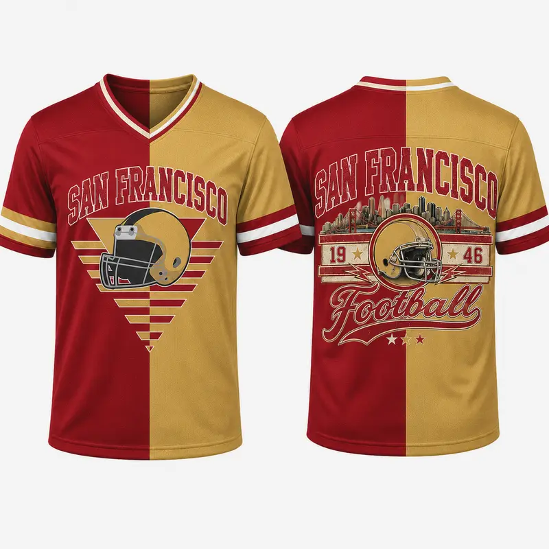 Retro City Football Game Day Two Tone V Neck Soccer Jersey