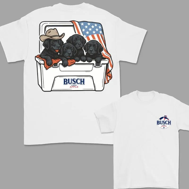 Dogs Beer 4th Of July Black Labrador Busch Apple  T-Shirt / Sweatshirt / Hoodie