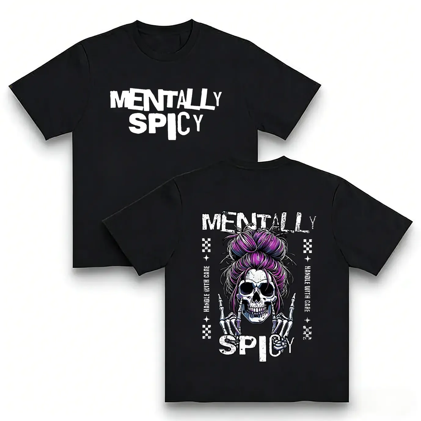Spicy Skull Purple Bun Skeleton Hands T-Shirt / Sweatshirt / Hoodie