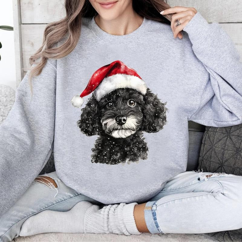 60 Watercolor Dog Breeds in Festive Santa Hat T-Shirt / Sweatshirt / Hoodie