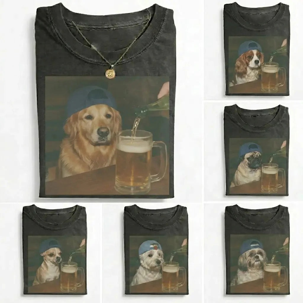 50+ Dog Breeds Available Beer Vintage 90s Funny Edgy Dog Meme T-Shirt / Sweatshirt / Hoodie