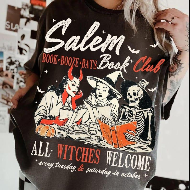 Witchy Book Club Haunted Salem Witch T-Shirt / Sweatshirt / Hoodie