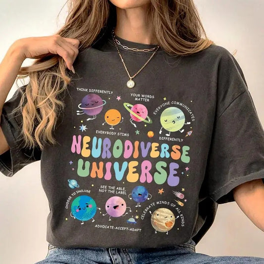 Cute Neurodiverse Universe Autism Awareness Cartoon Space Graphic T-Shirt / Sweatshirt / Hoodie