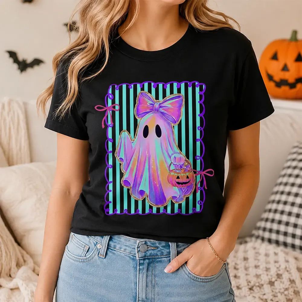 Cute Bow Boo Ghost Spooky Season Pumpkin Coquette T-Shirt / Sweatshirt / Hoodie