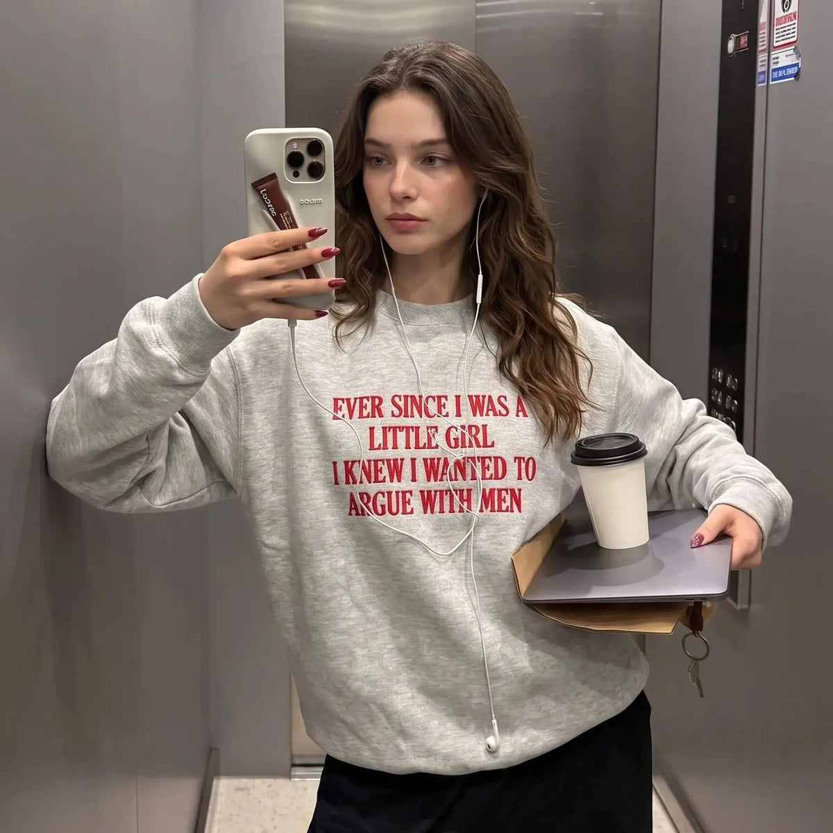 Ever Since I Was A Little Girl I Knew I Wanted To Argue With Men Embroidered Feminist Quote Tee / Sweatshirt / Hoodie