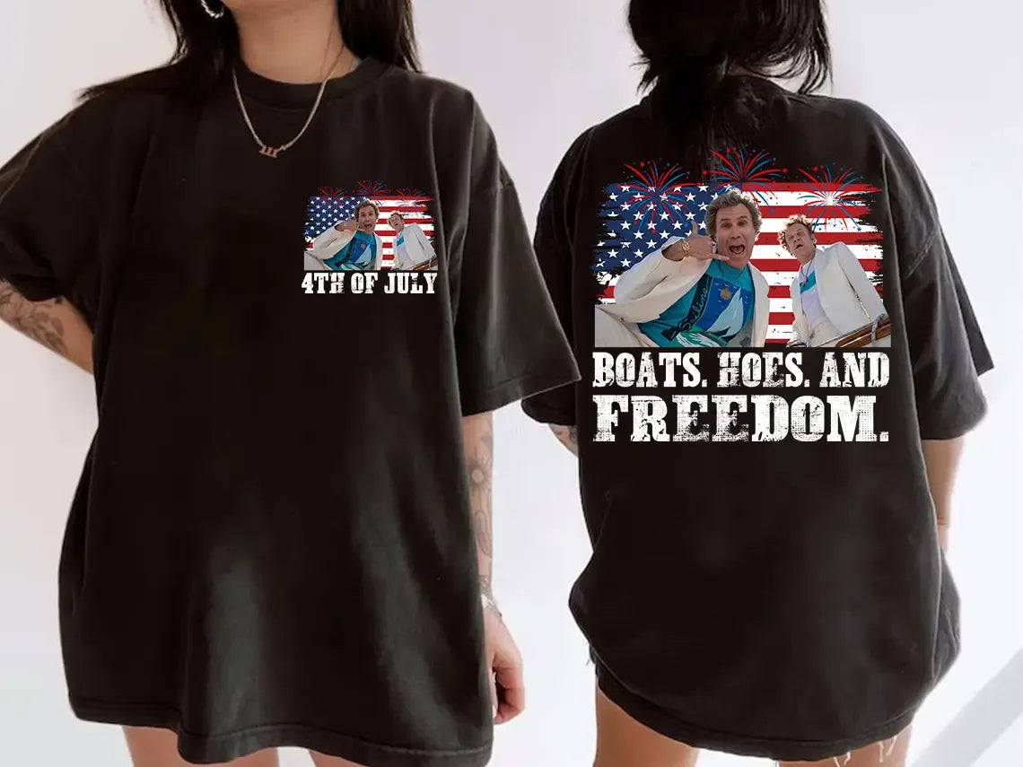 On The Fourth Of July Boats Hoes And Freedom Parody T-Shirt / Sweatshirt / Hoodie