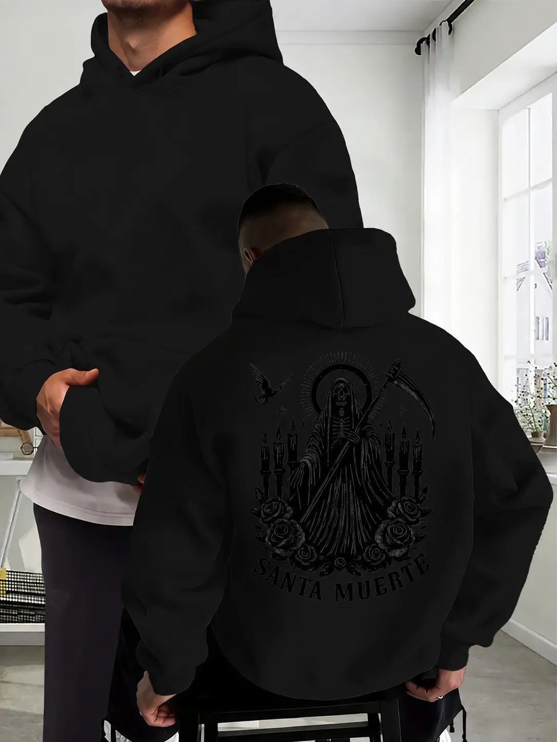 Saint Muerte Skull Rose Print T-Shirt / Sweatshirt / Hoodie