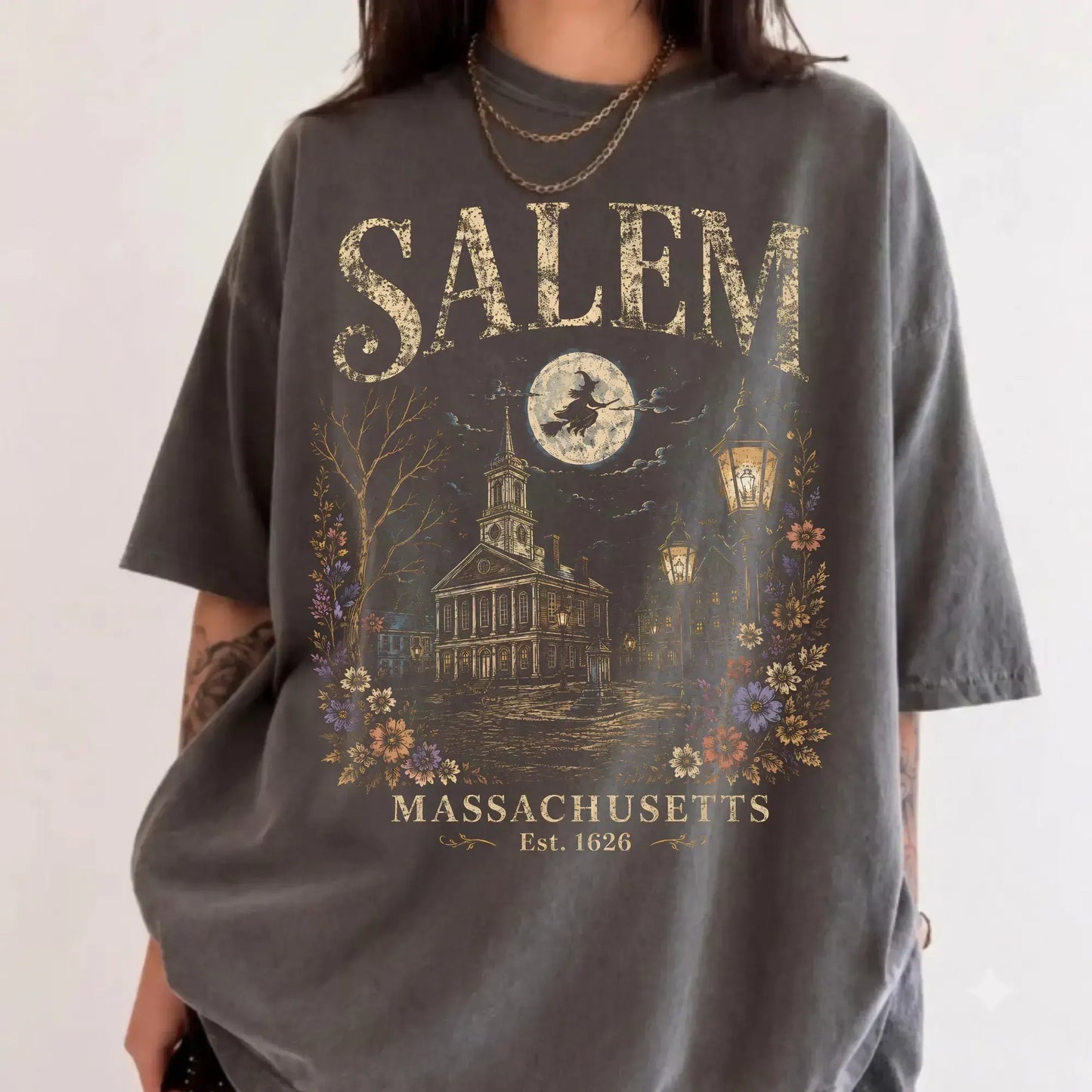 Salem Massachusetts Vintage Witch City Halloween Graphic T-Shirt / Sweatshirt / Hoodie