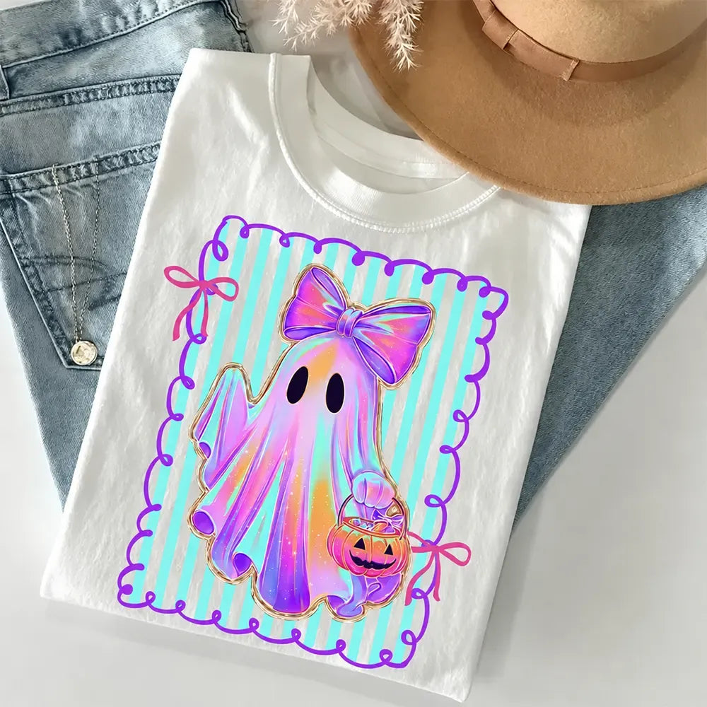 Cute Bow Boo Ghost Spooky Season Pumpkin Coquette T-Shirt / Sweatshirt / Hoodie