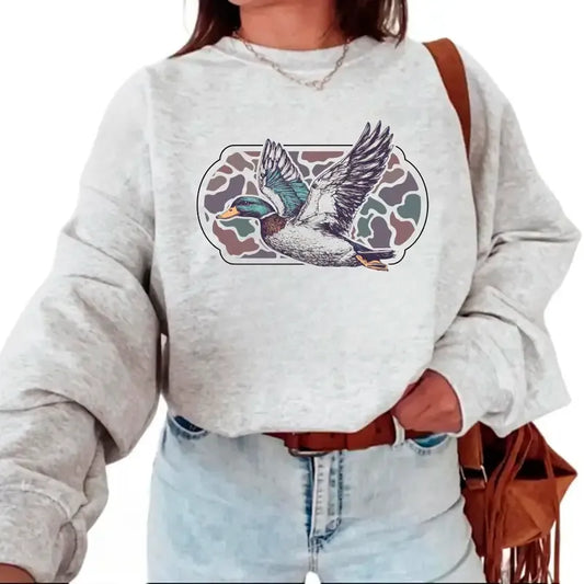 Camo Flying Mallard Bird Old School Camo Vintage T-Shirt / Sweatshirt / Hoodie